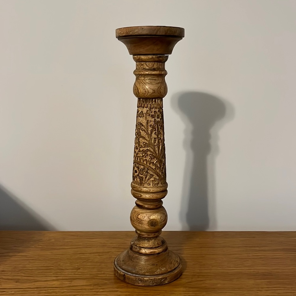 Wooden decorative candlestick